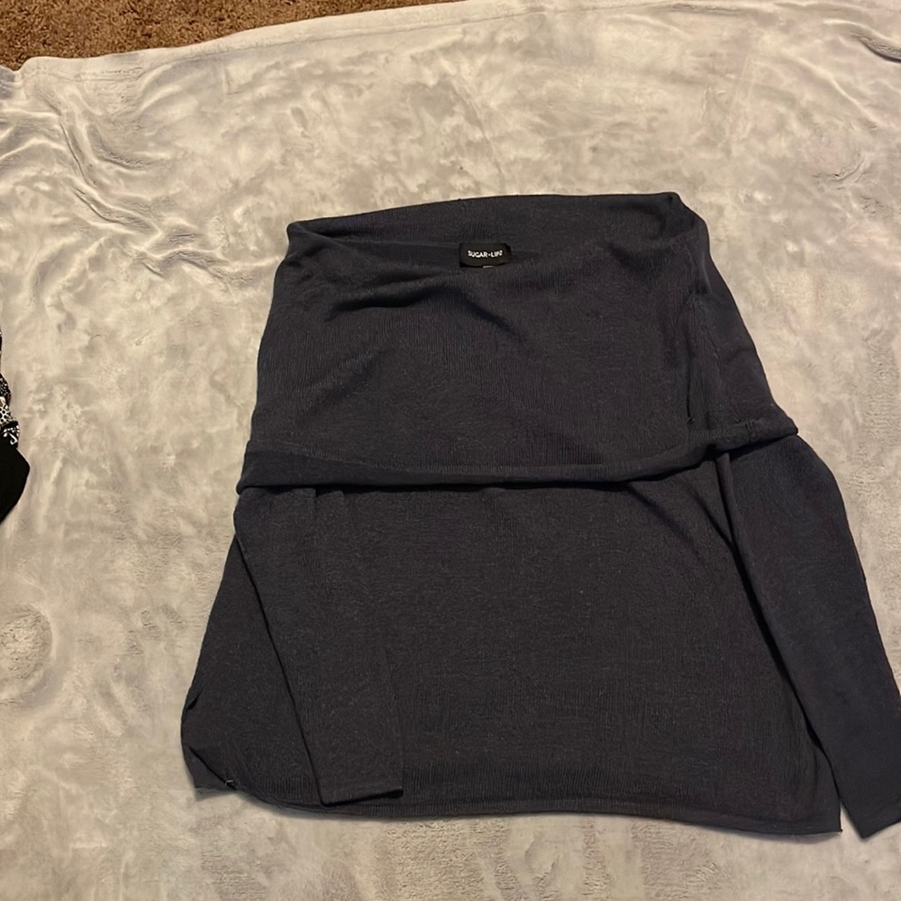 Off shoulder navy sweater
